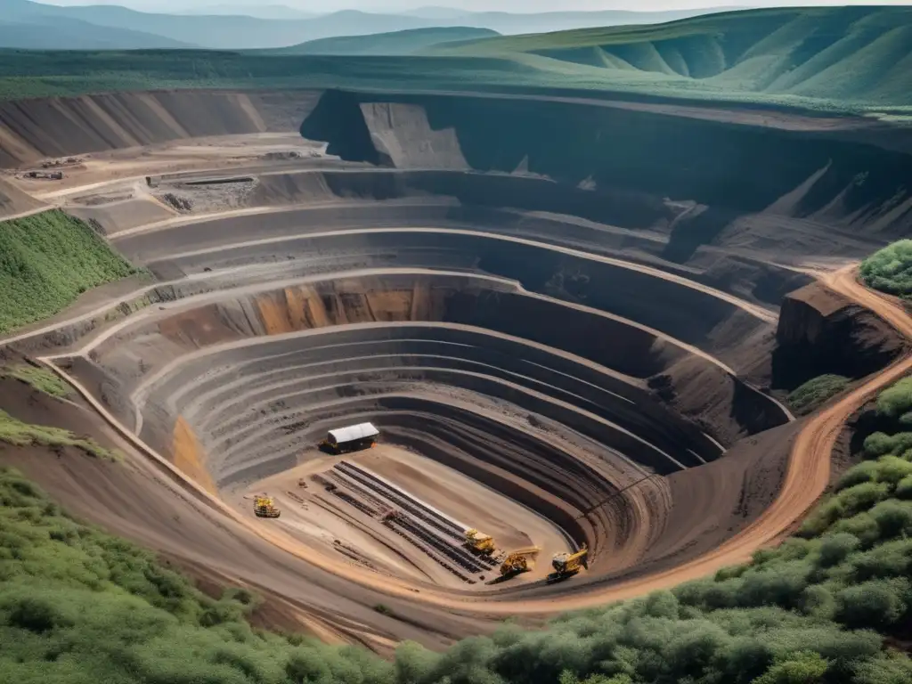 Aerial view of a vast openpit mine showcasing the impact of mining on the environment and human rights