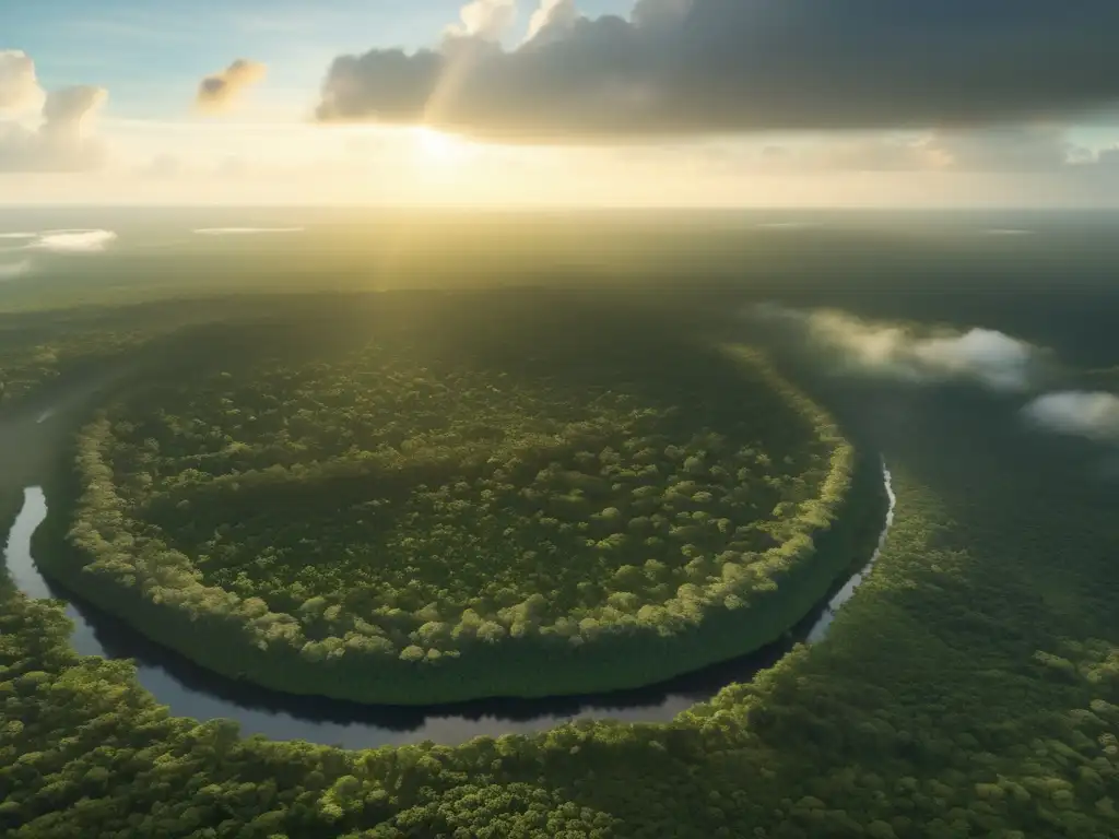 Impacto minería en conservación amazónica: exuberante selva, río cristalino, biodiversidad, comunidad indígena