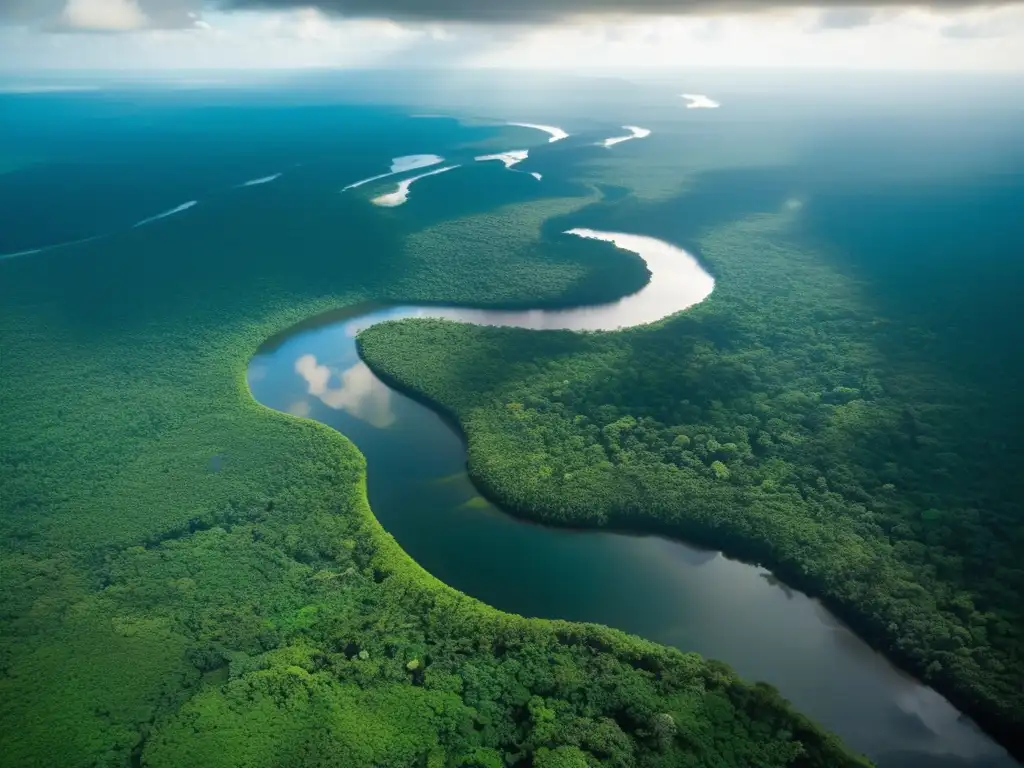 Vista aérea impresionante de la Amazonía, resaltando su biodiversidad y belleza natural