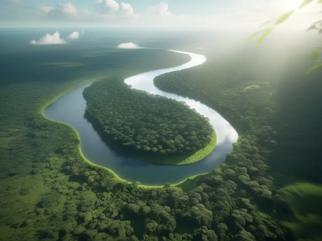 Impacto ambiental de la minería en la Amazonía: Imagen detallada de la exuberante selva amazónica con río, animales y plantas