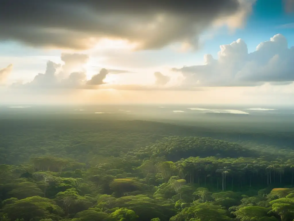 Impacto minería ilegal en la Amazonía: vasto paisaje verde con río cristalino, biodiversidad y belleza natural