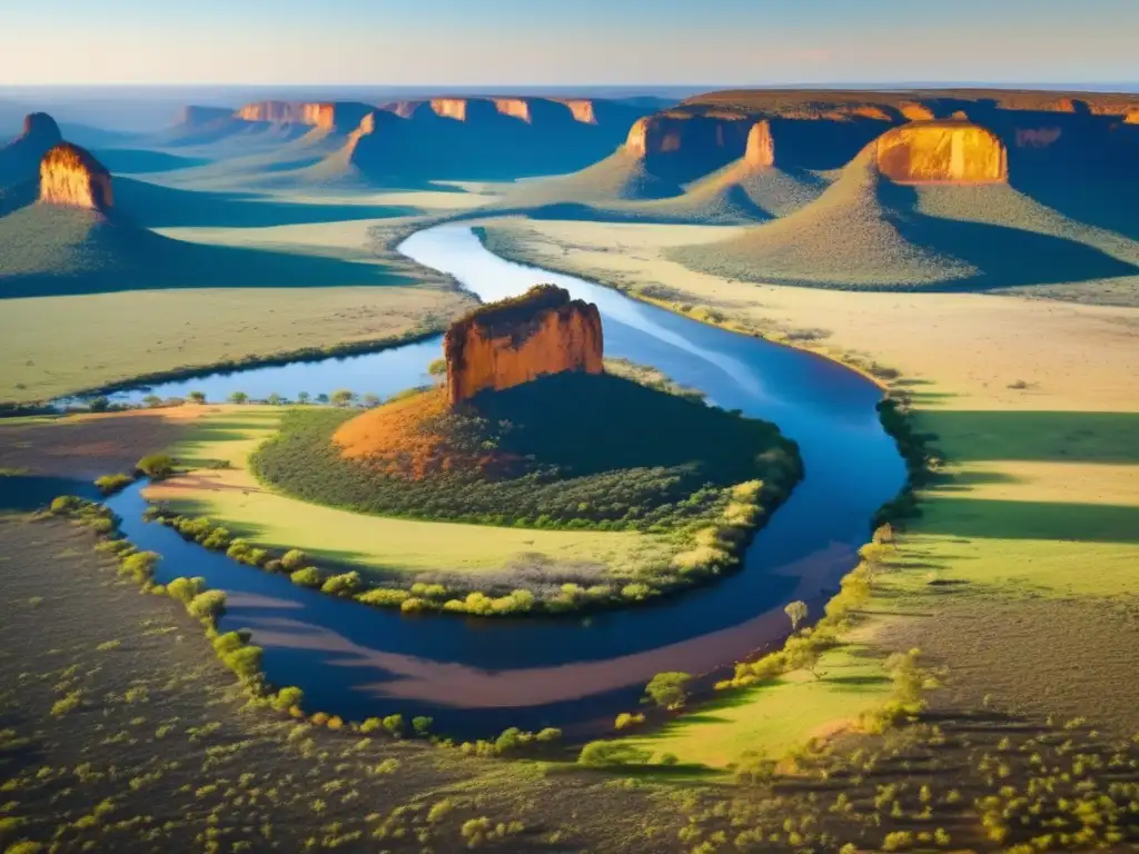 Beneficios de la minería sostenible en Australia: vista aérea impresionante de la biodiversidad y belleza natural del outback australiano