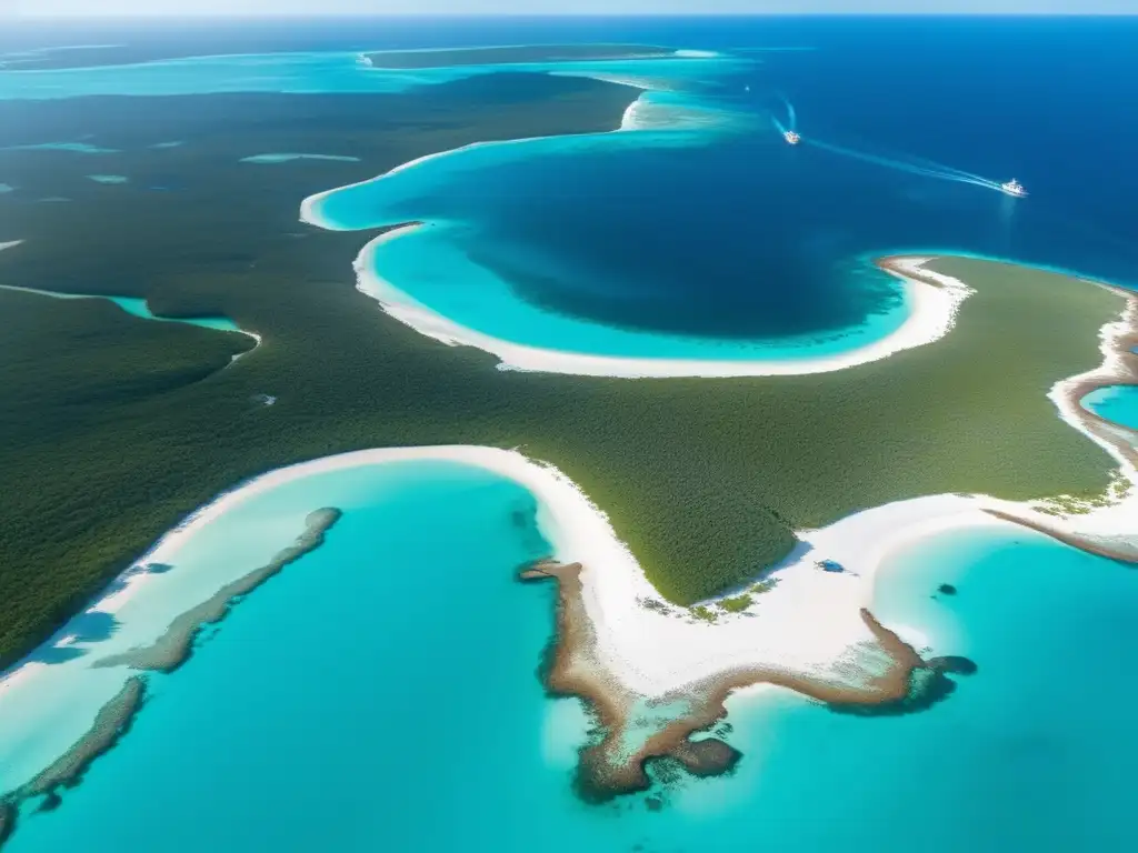 Conexión económica minería Bahamas: aguas turquesas, paisaje minero y turismo sostenible