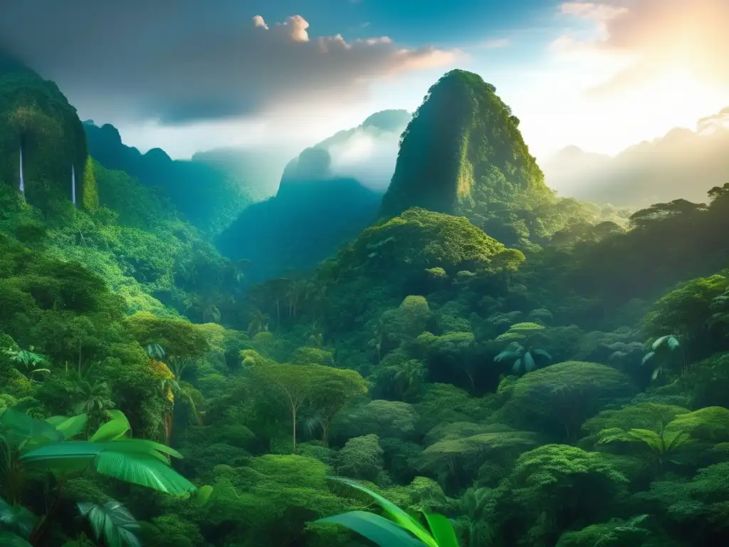 Belleza etérea de la selva: biodiversidad y conservación Vista panorámica biodiversa de la selva: Gestión ética para minería sostenible