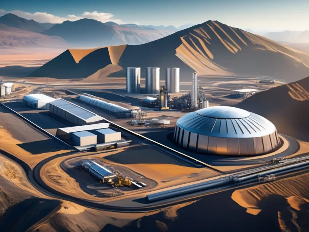 Paisaje montañoso con mina moderna Tecnología moderna para conservación ambiental minera