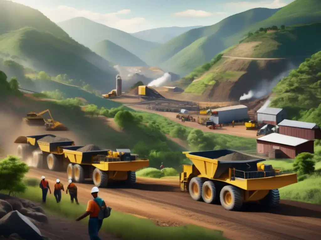 Comunidad minera en montañas Beneficios comercio justo en minería: comunidad minera unida, ingresos equitativos, economía local y desarrollo sostenible