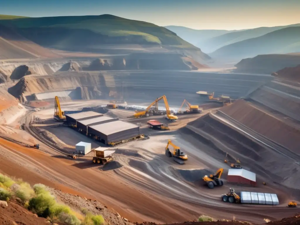 Reasentamiento sostenible en minería: Comunidad minera en paisaje montañoso, actividad minera, seguridad y bienestar, armonía con la naturaleza