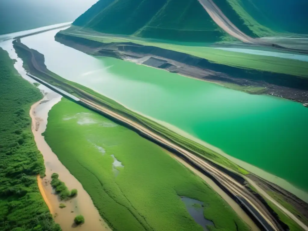 Impacto minería en salud gastrointestinal: contraste entre paisaje verde y sitio minero industrializado