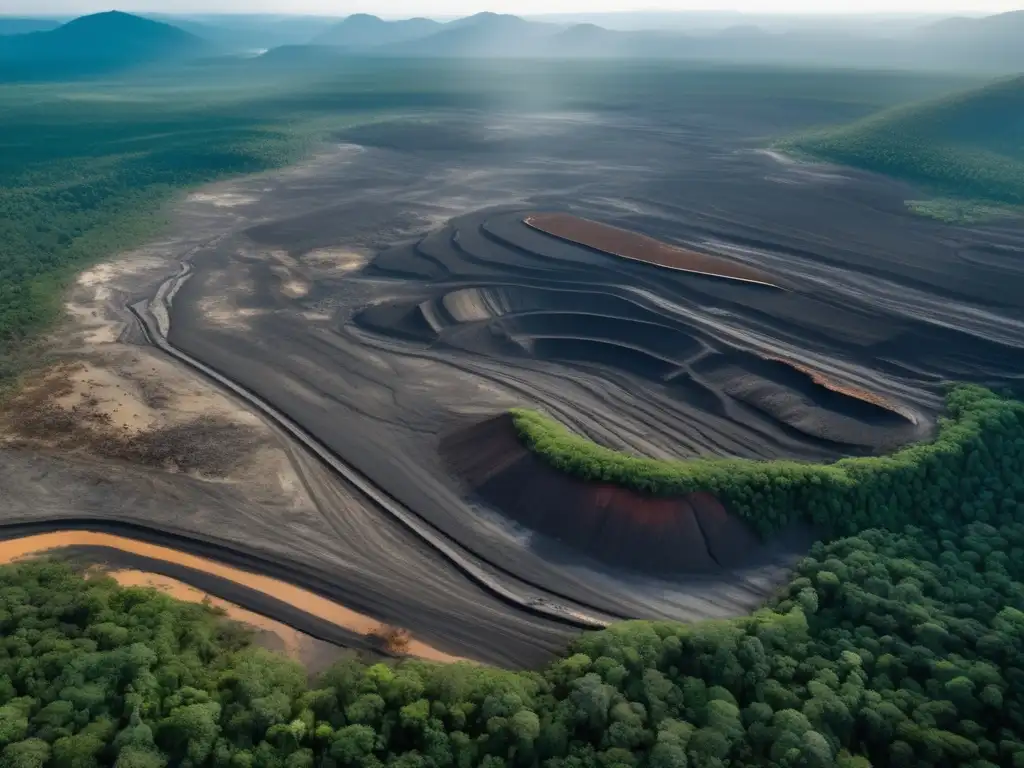 Impacto ambiental de la minería: Desolación y urgencia de cambio en una imagen 8k que muestra la devastación de la biodiversidad