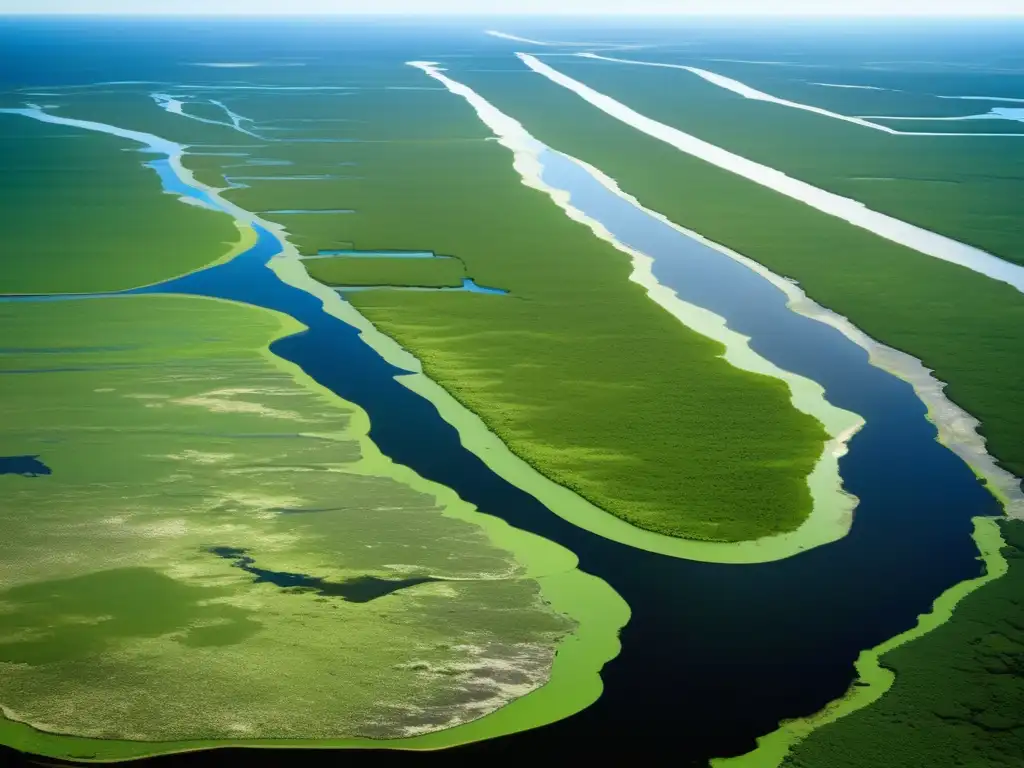 Paisaje impactante de las técnicas sostenibles minería pantano Everglades: belleza natural y consecuencias socioambientales