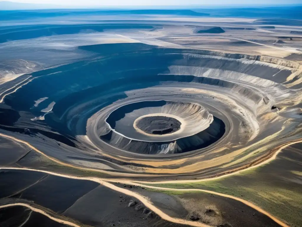 Impacto de la minería en la seguridad energética: devastador paisaje de mina a cielo abierto y desolación