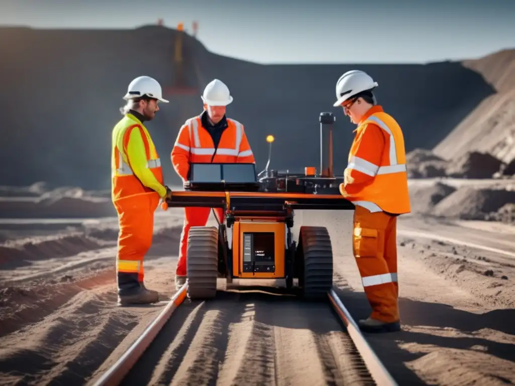 Equipo de geofísicos interpretando datos sostenibles en minería