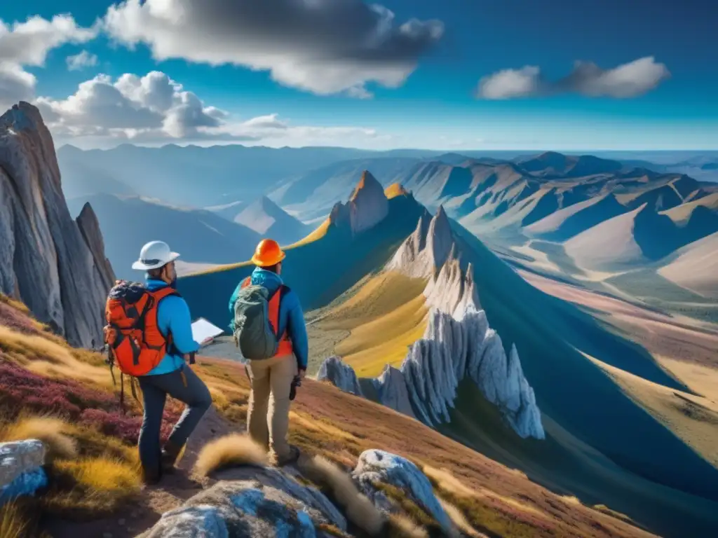 Técnicas sostenibles de mapeo geológico avanzado en paisaje impresionante