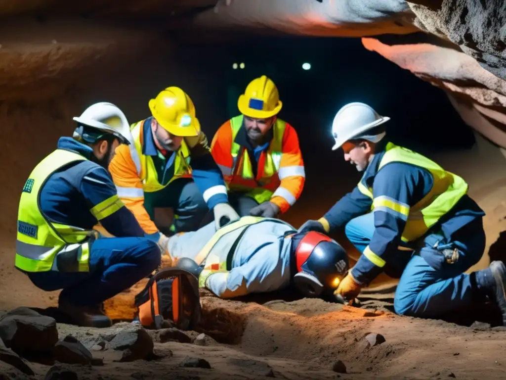 Equipo de respuesta a emergencias mineras en acción - Protocolos de emergencia minera sostenibles