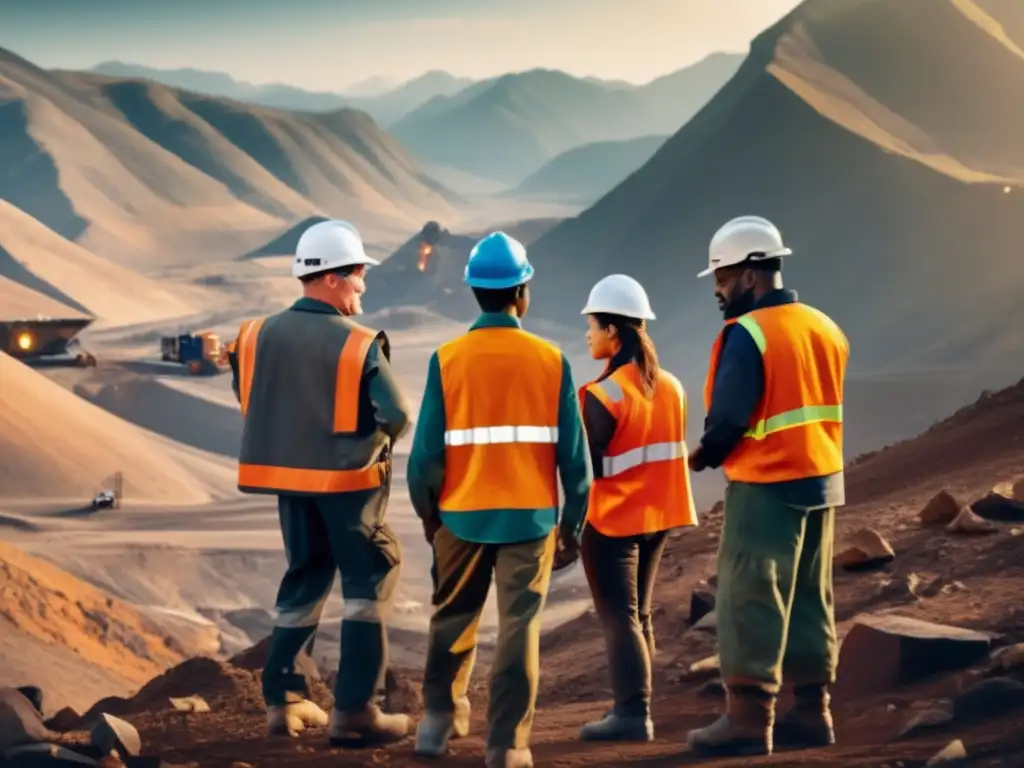 Mineros trabajando juntos en una operación minera moderna