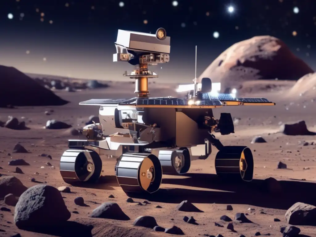 Rover explorador en asteroide: tecnología robótica para minería espacial y beneficios