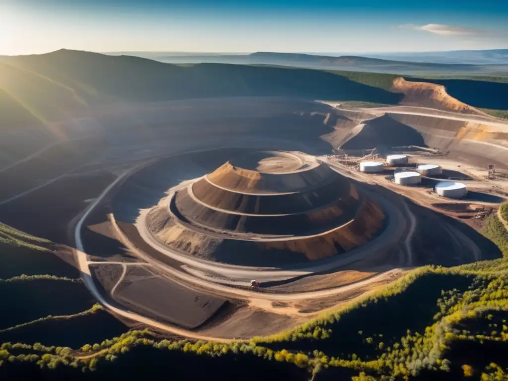 Minera gigante en paisaje impresionante Impacto ambiental de la minería sostenible en paisaje minero y naturaleza