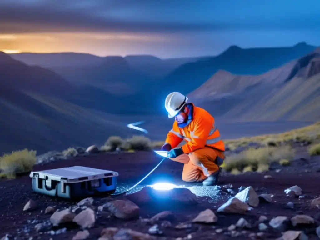 Geofísico realizando estudios electromagnéticos en sitio minero - Interpretación geofísica en minería sostenible