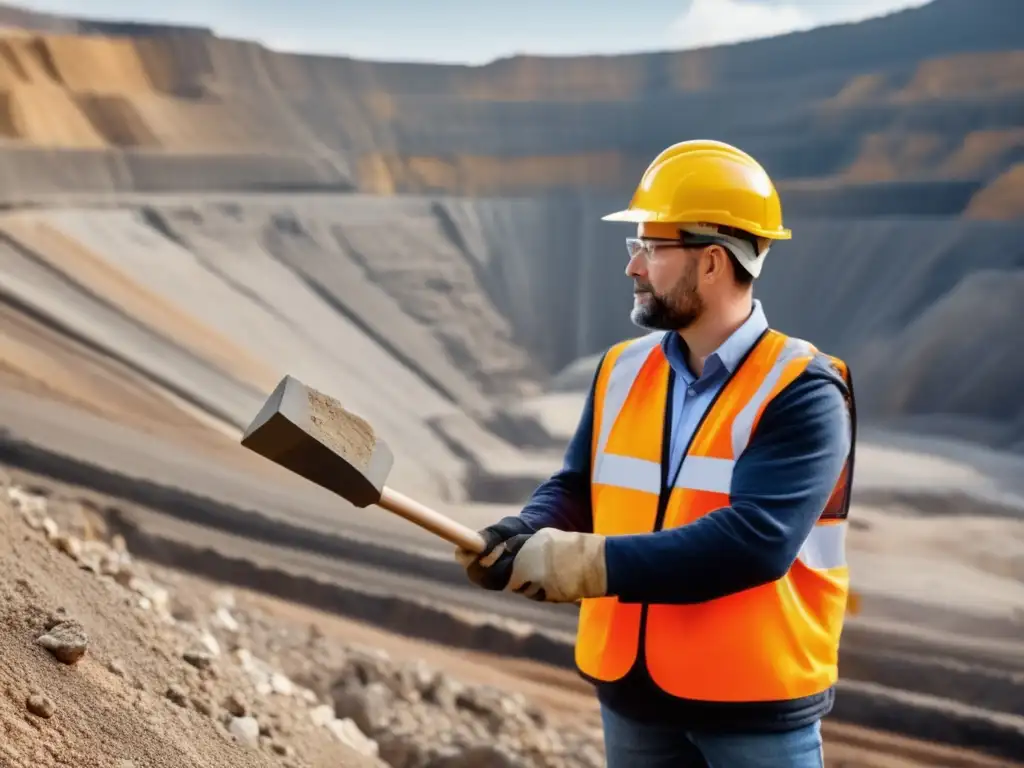 Geólogo en mina, destacando importancia de la geología en la minería