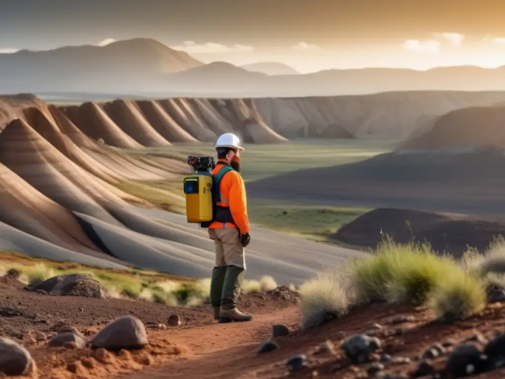 Geólogo con tecnologías innovadoras en detección de minerales