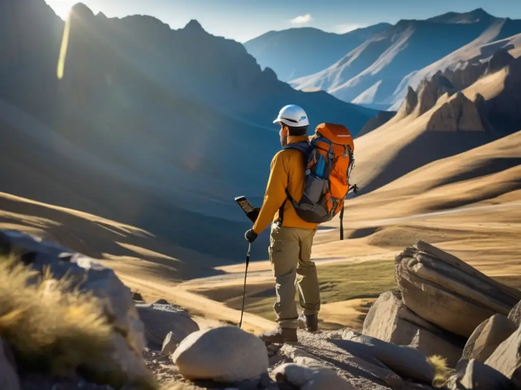 Geólogo realiza mapeo geológico en terreno montañoso - Técnicas sostenibles de mapeo geológico