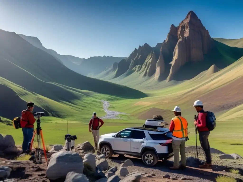 Geólogos realizando mapeo geológico sostenible con tecnología LiDAR