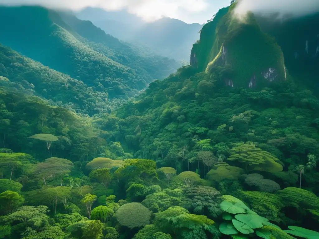 Vista aérea impresionante de una selva exuberante en las montañas - Minería sostenible en la cosmovisión indígena