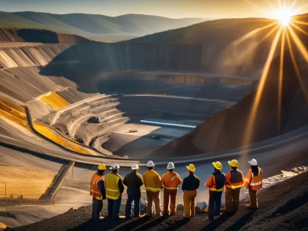 Iniciativas de transparencia en minería sostenible América del Norte: trabajadores diligentes en mina abierta