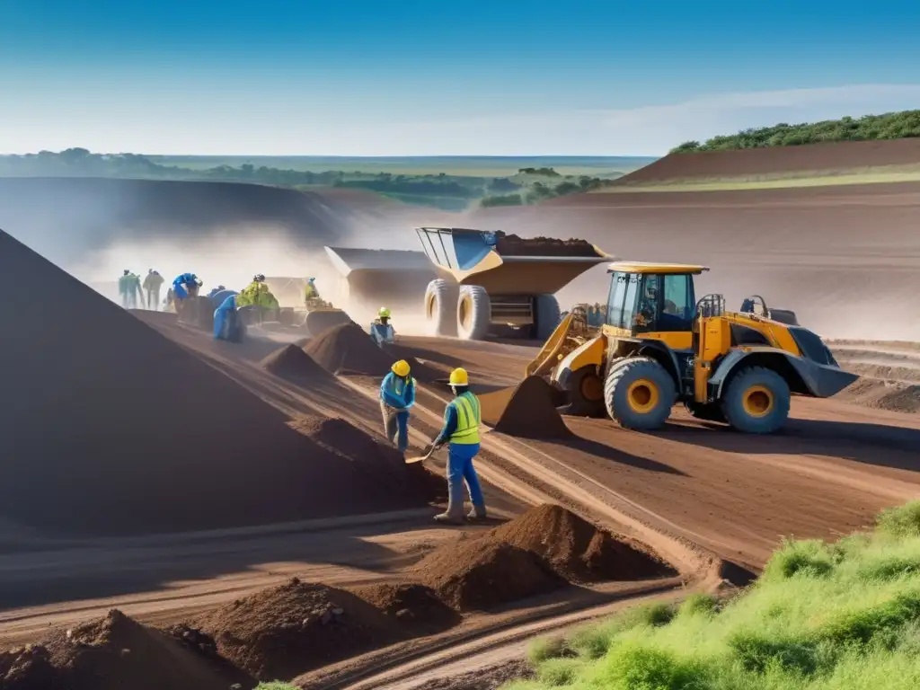 Minerales sostenibles para tecnología verde en paisaje panorámico de extracción responsable