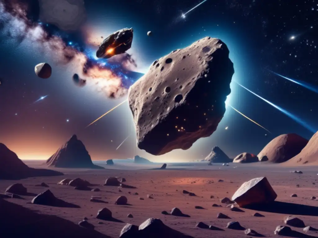 Beneficios minería espacial sostenible: astronautas extraen minerales en asteroide, avanzada tecnología y escala impresionante