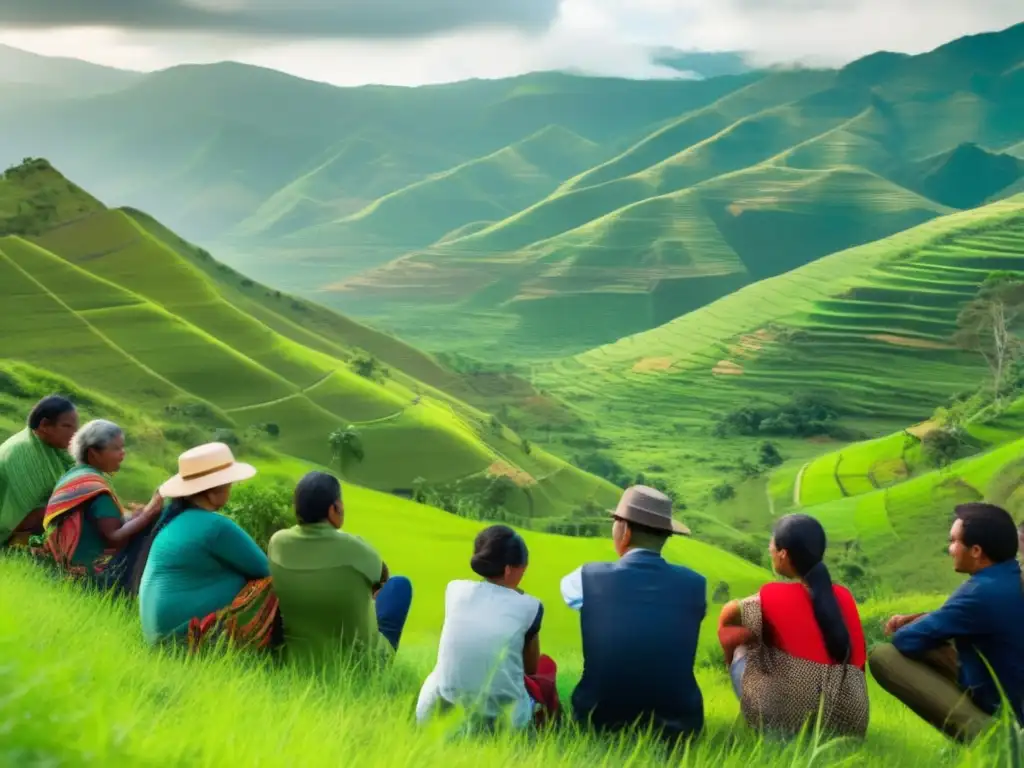 Paisaje verde con colaboración internacional en la transición hacia minería sostenible