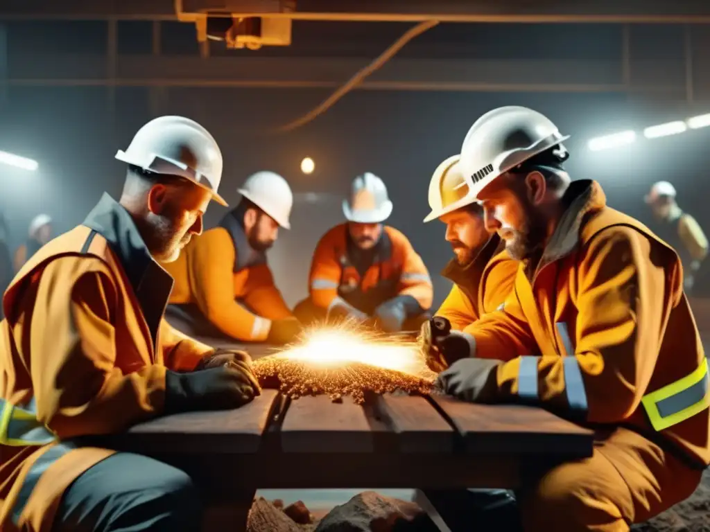 Mineros revisan protocolos de emergencia en imagen documental de alta calidad (Protocolos de emergencia minas)