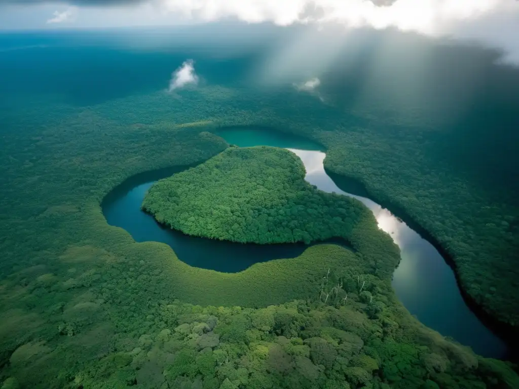 Vista aérea impresionante de la selva amazónica, resaltando la importancia de la conservación del ecosistema