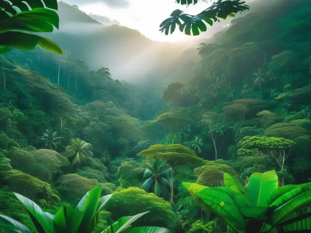 Paisaje de selva vírgen en 8k, resalta la importancia de la participación indígena en la conservación