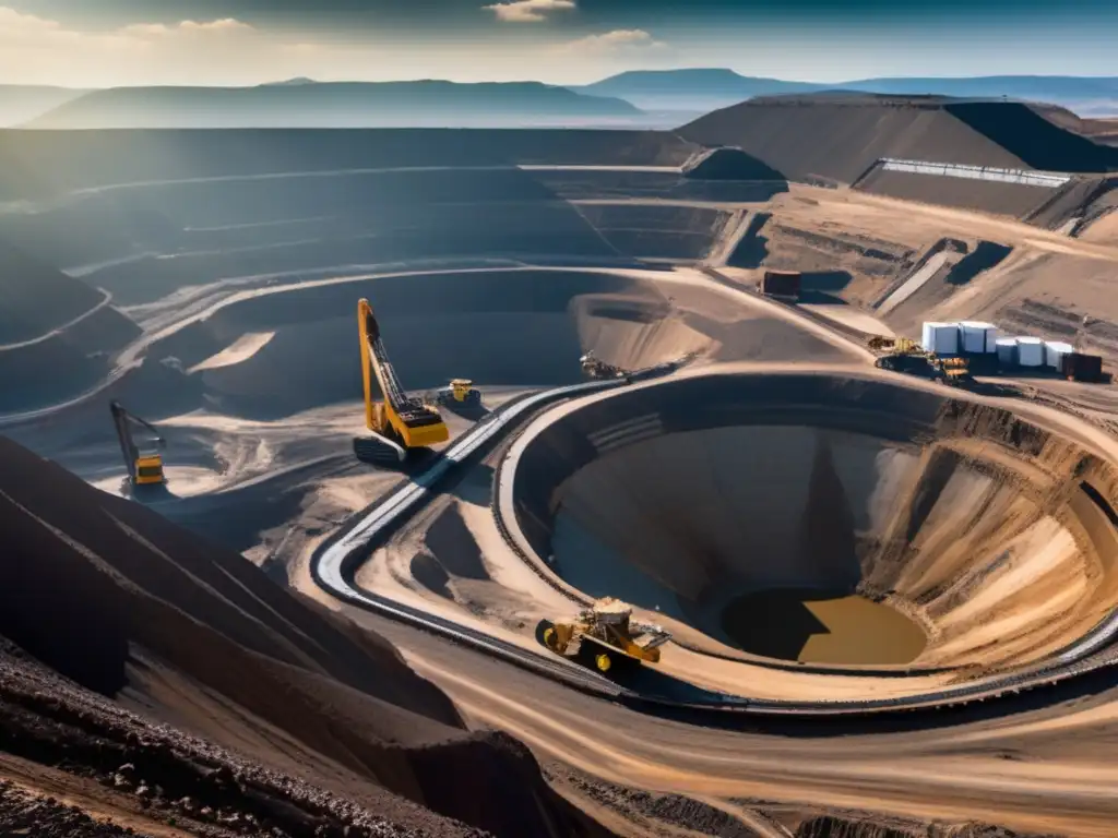 Oportunidades de reciclaje en minería sostenible: mina industrial y paisaje natural en contraste