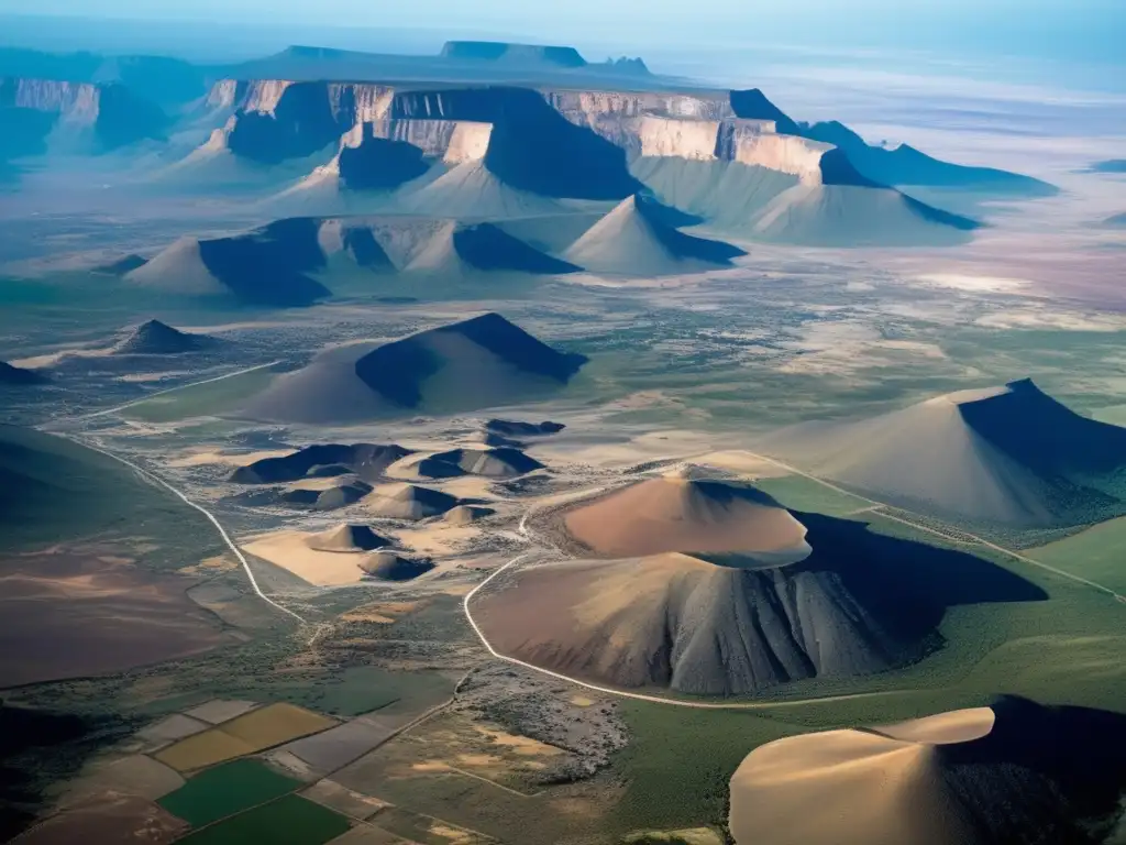 Leyes mineras en África: paisaje minero africano, vasto y complejo, con minas a cielo abierto y subterráneas