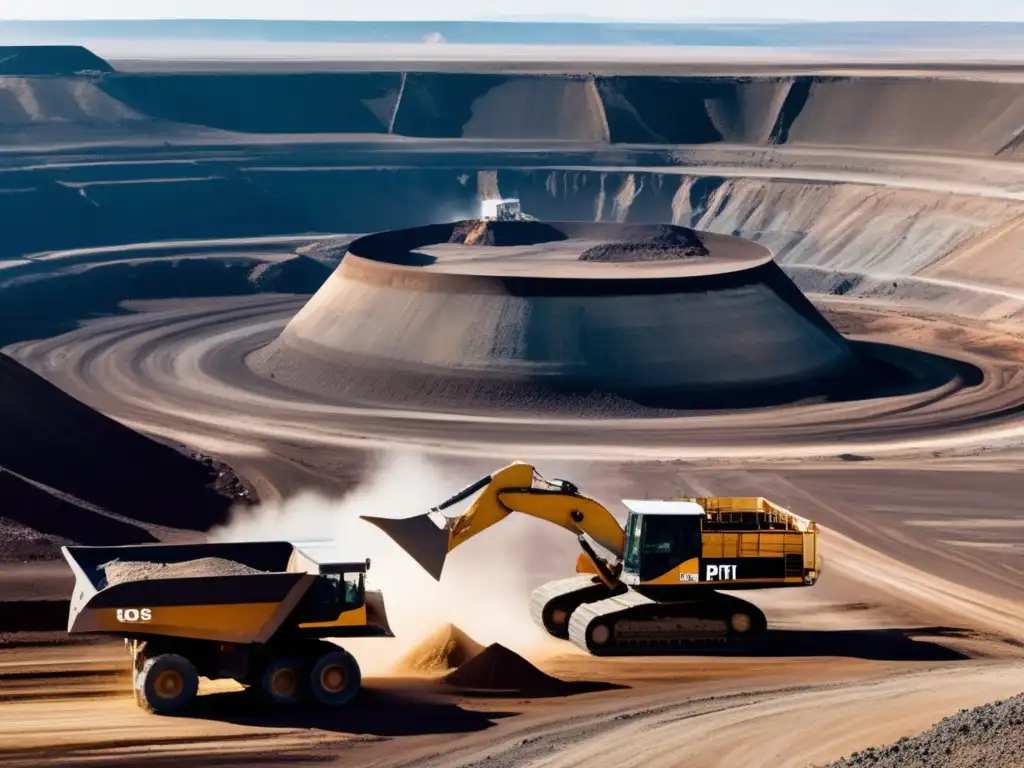 Impacto económico de la minería en América - Vista impresionante de una inmensa mina a cielo abierto con maquinaria y paisaje minero