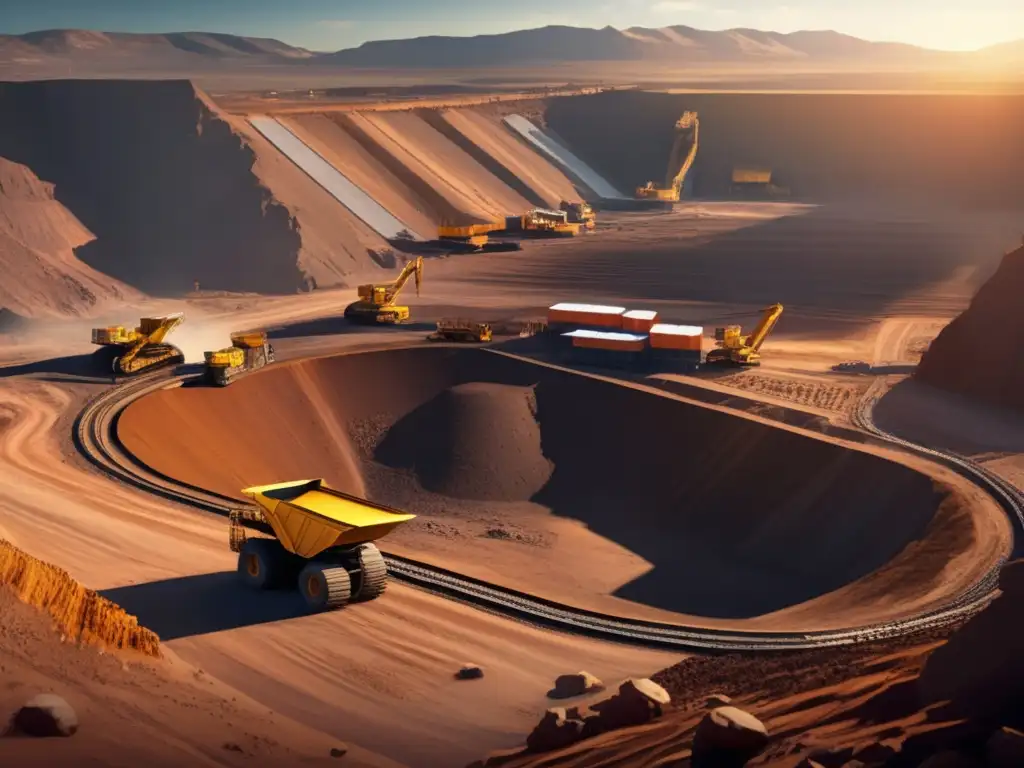 Mina a cielo abierto en paisaje montañoso Mina a cielo abierto en paisaje montañoso