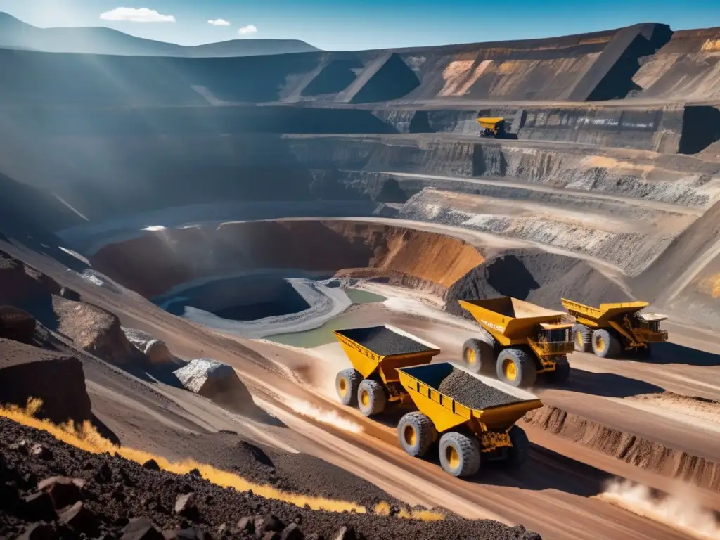 Técnicas sostenibles en minería: impresionante imagen de una mina a cielo abierto, resaltando la escala y colores vibrantes de los minerales