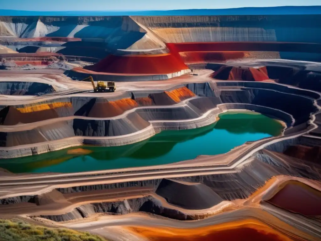 Tendencias actuales en minerales: Imagen impresionante de una mina a cielo abierto, con capas de tierra expuestas en detalle