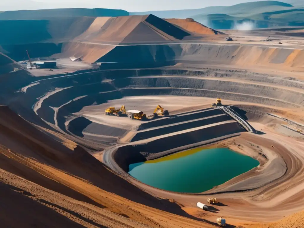 Mina a cielo abierto muestra impacto ambiental y relación con derechos humanos por leyes mineras internacionales