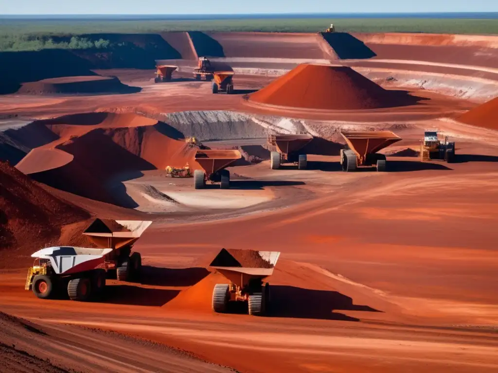 Beneficios de la minería sostenible en Australia, una imagen impresionante de una mina de bauxita a cielo abierto en pleno corazón del país