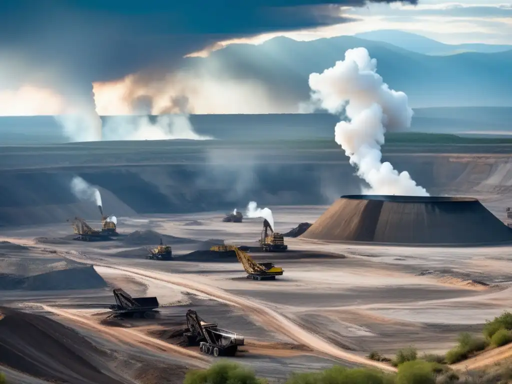 Paisaje minero y su impacto ambiental Herramientas de exploración sostenibles en minería: contraste impactante entre la explotación descontrolada y la naturaleza