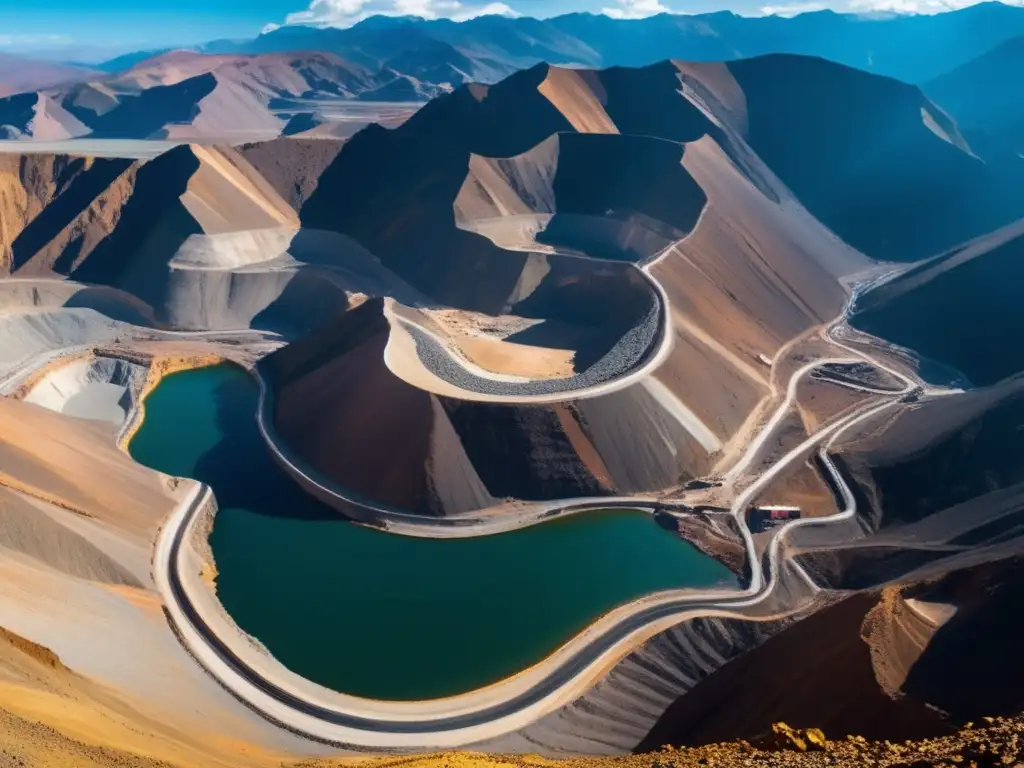 Vista panorámica de una mina a cielo abierto en los Andes