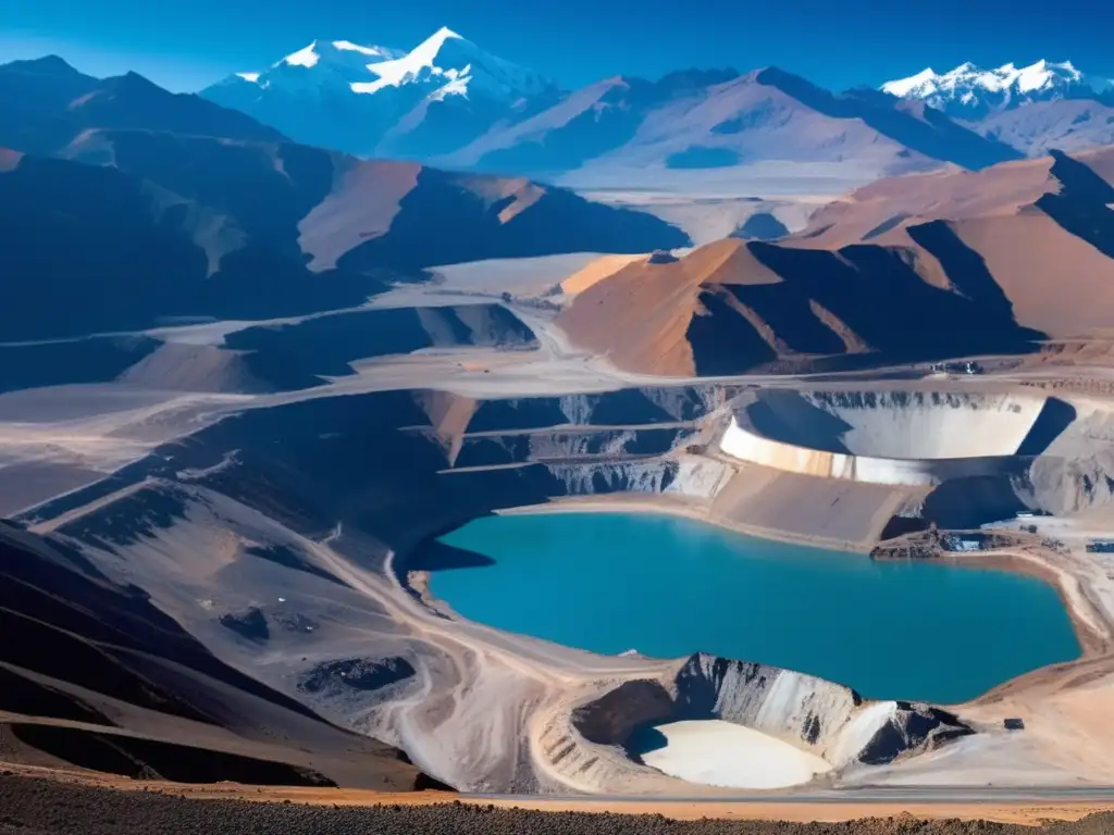 Impacto económico de la minería en América: mina abierta en los Andes, camiones gigantes, belleza natural y desafíos ambientales