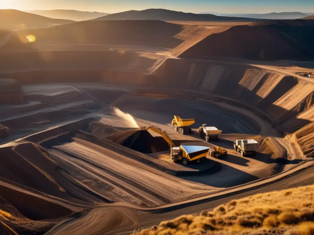 Paisaje minero impresionante con impacto económico y ambiental de los Tratados Mineros Internacionales