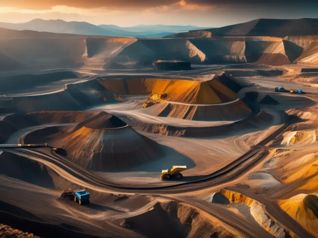 Iniciativas prometedoras minería sostenible: Mina 8K impresionante, muestra mina a cielo abierto en montañas