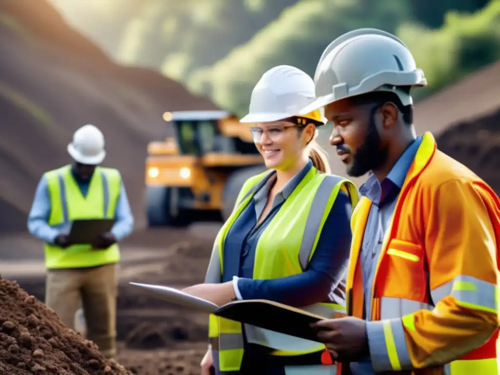 Profesionales mineros diversos en operación sostenible (Beneficios de la diversidad en la minería sostenible)