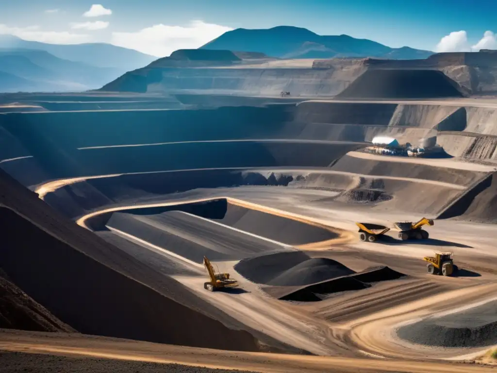 Impacto económico de la minería en América Latina: imagen impresionante que muestra una mina a cielo abierto con maquinaria y trabajadores