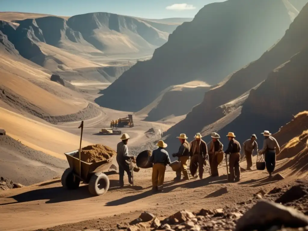 Minería antigua en las montañas: labor manual y tecnología sostenible para minería eficiente